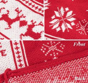 img 2 attached to 🎄 ABSOFINE 48 Inch Christmas Tree Skirt: Knitted Snowflakes and Elk Patterns, Rustic Knit Tree Skirt for Holiday Decorations – Double Layers