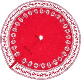 img 3 attached to 🎄 ABSOFINE 48 Inch Christmas Tree Skirt: Knitted Snowflakes and Elk Patterns, Rustic Knit Tree Skirt for Holiday Decorations – Double Layers