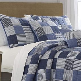 img 3 attached to 🛏️ Nautica Holly Grove Collection Quilt Set - 100% Cotton Reversible Bedding for Queen Bed, Blue with Matching Shams - All Season, Pre-Washed for Enhanced Softness