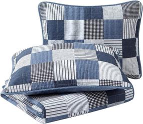 img 1 attached to 🛏️ Nautica Holly Grove Collection Quilt Set - 100% Cotton Reversible Bedding for Queen Bed, Blue with Matching Shams - All Season, Pre-Washed for Enhanced Softness