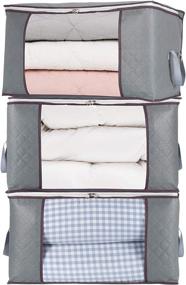 img 4 attached to 📦 ComboCube 3Pcs Jumbo Zippered Storage Bag: King Comforter, Pillow, Quilt, Bedding, Clothes, Blanket Organizers - Space Saver with Large Clear Window & Carry Handles