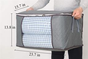 img 3 attached to 📦 ComboCube 3Pcs Jumbo Zippered Storage Bag: King Comforter, Pillow, Quilt, Bedding, Clothes, Blanket Organizers - Space Saver with Large Clear Window & Carry Handles