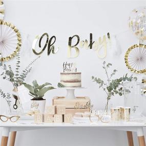 img 1 attached to 🎉 Ginger Ray White & Gold Foiled Oh Baby Shower Party Guestbook 1 Pack: Elegant Keepsake for Cherished Memories