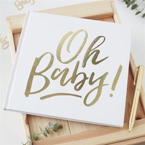 img 3 attached to 🎉 Ginger Ray White & Gold Foiled Oh Baby Shower Party Guestbook 1 Pack: Elegant Keepsake for Cherished Memories