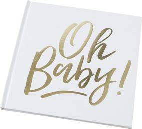 img 2 attached to 🎉 Ginger Ray White & Gold Foiled Oh Baby Shower Party Guestbook 1 Pack: Elegant Keepsake for Cherished Memories