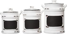 img 2 attached to American Atelier Vintage Canister Set: Stylish Ceramic Jars with Lids for Cookies, Candy, Coffee, Flour, Sugar, Rice, Pasta, Cereal & More - 3-Piece, 21x8x11, White with Black Distressing