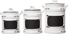 img 3 attached to American Atelier Vintage Canister Set: Stylish Ceramic Jars with Lids for Cookies, Candy, Coffee, Flour, Sugar, Rice, Pasta, Cereal & More - 3-Piece, 21x8x11, White with Black Distressing