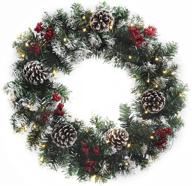 🎄 illuminate your winter wonderland: 18 inch outdoor christmas wreath with lights and mixed decorations логотип