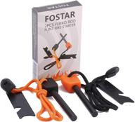 fostar ferrocerium alloy rod fire starter: thick waterproof fire steel with easy grip handle - 2pcs black and orange set логотип