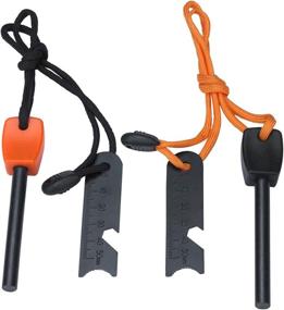 img 3 attached to FOSTAR Ferrocerium Alloy Rod Fire Starter: Thick Waterproof Fire Steel with Easy Grip Handle - 2PCS Black and Orange Set