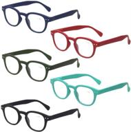 👓 premium fashion reading glasses set - spring hinge quality readers (5 pack mix color, 2.00) logo