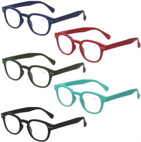 img 4 attached to 👓 Premium Fashion Reading Glasses Set - Spring Hinge Quality Readers (5 Pack Mix Color, 2.00)