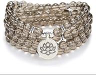 📿 oasymala 108 beaded chanting mala prayer necklace bracelet with lotus flower charm for meditation logo
