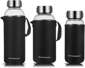 img 2 attached to DE.KITCHEN 60OZ Glass Water Bottle with Twist Cap and Neoprene Sleeve, Large Borosilicate Glass Water Bottle with Nut Storage Tank and Filter