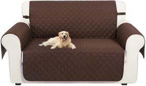 img 4 attached to 🛋️ Protective and Stylish U-NICE HOME Loveseat Sofa Cover: Reversible, Water Resistant, Elastic Straps - Ideal Furniture Protector for Pets and Dogs - Fits 2 Cushion Couch Comfortably (Loveseat, Coffee)