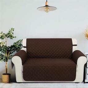 img 2 attached to 🛋️ Protective and Stylish U-NICE HOME Loveseat Sofa Cover: Reversible, Water Resistant, Elastic Straps - Ideal Furniture Protector for Pets and Dogs - Fits 2 Cushion Couch Comfortably (Loveseat, Coffee)