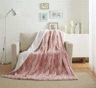 🛋️ super soft warm throw blanket: faux fur blush light dusty rose gold pink, 50x60 inches logo