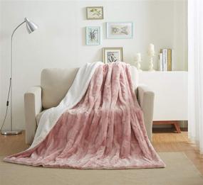 img 4 attached to 🛋️ Super Soft Warm Throw Blanket: Faux Fur Blush Light Dusty Rose Gold Pink, 50x60 inches