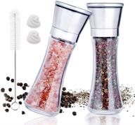 🧂 koko glass salt and pepper grinder set - tall glass body and 304 stainless steel with adjustable non-corrosive ceramic cores, includes spare cores & cleaning brush logo