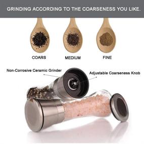 img 1 attached to 🧂 KOKO Glass Salt and Pepper Grinder Set - Tall Glass Body and 304 Stainless Steel with Adjustable Non-Corrosive Ceramic Cores, includes Spare Cores & Cleaning Brush