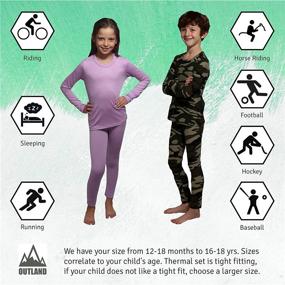 img 3 attached to 👶 Outland Kids' Thermal Underwear Set: Soft Fleece Base Layer - Top & Leggings