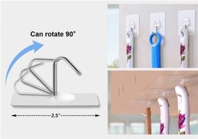 img 2 attached to Rulaii Adhesive Wall Hooks: Max 15lb Capacity - Transparent, 🔩 Heavy Duty Sticky Hooks for Bathroom and Kitchen - Pack of 6