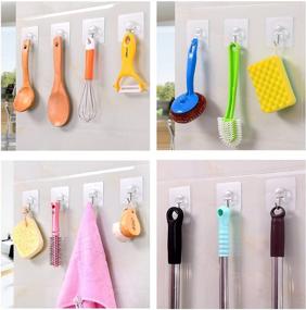 img 3 attached to Rulaii Adhesive Wall Hooks: Max 15lb Capacity - Transparent, 🔩 Heavy Duty Sticky Hooks for Bathroom and Kitchen - Pack of 6