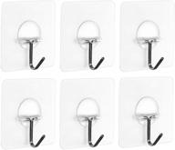 rulaii adhesive wall hooks: max 15lb capacity - transparent, 🔩 heavy duty sticky hooks for bathroom and kitchen - pack of 6 logo