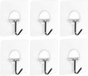 img 4 attached to Rulaii Adhesive Wall Hooks: Max 15lb Capacity - Transparent, 🔩 Heavy Duty Sticky Hooks for Bathroom and Kitchen - Pack of 6