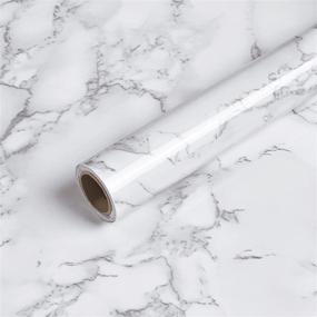 img 4 attached to 🏢 Transform Your Space with Caltero Marble Contact Paper: White Grey Peel and Stick Glossy Wallpaper for Countertops, Kitchen Cabinets, and Bathrooms