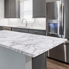 img 3 attached to 🏢 Transform Your Space with Caltero Marble Contact Paper: White Grey Peel and Stick Glossy Wallpaper for Countertops, Kitchen Cabinets, and Bathrooms