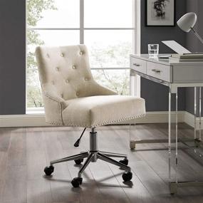 img 4 attached to 🪑 Stylish and Comfy Modway Regent Tufted Button Swivel Office Chair in Beige