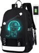 luminous backpack charging bookbag anti theft logo
