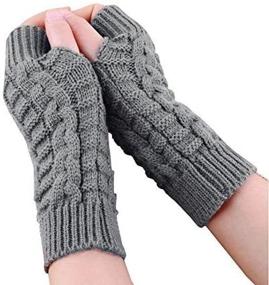 img 3 attached to Unisex Knitted Fingerless Gloves Autumn