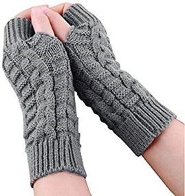 img 1 attached to Unisex Knitted Fingerless Gloves Autumn