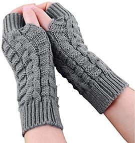 img 4 attached to Unisex Knitted Fingerless Gloves Autumn