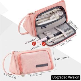 img 2 attached to 🖊️ EASTHILL Large Capacity Pink Pencil Case with Multi-slot Pen Holder, Ideal for Middle High School, Office, College, Adult; Simple Storage Bag Pouch for Enhanced Organization