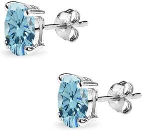 img 2 attached to 💎 Sterling Silver 6x4mm European Crystal Oval-Cut Solitaire Stud Earrings: An Exquisite Jewelry Piece