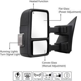 img 3 attached to 🚚 Super Duty Truck Towing Mirrors: Power Heated Extendable Manual Telescoping & Folding Pair with Switchback Lights (1999-2016 Compatible)