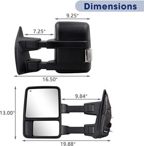 img 2 attached to 🚚 Super Duty Truck Towing Mirrors: Power Heated Extendable Manual Telescoping & Folding Pair with Switchback Lights (1999-2016 Compatible)