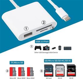 img 2 attached to 🔌 Multipurpose USB-C to SD Card Reader with Thunderbolt and USB 3.0 - Compatible with iPad Pro, MacBook Pro/Air, iMac, XPS13/15 (White)
