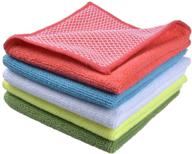 🧽 sinland 5 color assorted microfiber dish cloth set: best kitchen cloths with poly scour side - 12"x12" - 5 pack (pink+blue+white+yellow+green) logo