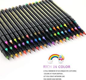 img 3 attached to 🖌️ GUOBINFEN Watercolor Brush Pens: 60-Piece Set with 3 Water Brush Pens - Professional Flexible Nylon Brush Tips for Adult Coloring Books, Comic Calligraphy, and More!