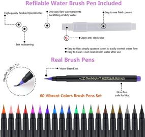 img 2 attached to 🖌️ GUOBINFEN Watercolor Brush Pens: 60-Piece Set with 3 Water Brush Pens - Professional Flexible Nylon Brush Tips for Adult Coloring Books, Comic Calligraphy, and More!