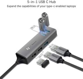 img 3 attached to Baseus USB C Hub Adapter with 5 Ports: Aluminum Type-C Hub for Mac OS, Windows 7/8/10, Google Chrome OS, and More. High-Speed Data Sync with 3 USB 3.0 & 2 USB 2.0 Ports.