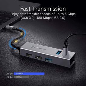 img 2 attached to Baseus USB C Hub Adapter with 5 Ports: Aluminum Type-C Hub for Mac OS, Windows 7/8/10, Google Chrome OS, and More. High-Speed Data Sync with 3 USB 3.0 & 2 USB 2.0 Ports.