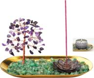 🌳 amethyst crystal tree incense holder: perfect meditation & zen decor логотип