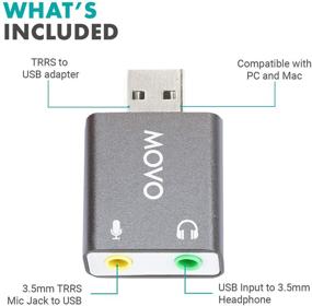 img 3 attached to 🎧 Movo USB-AC1: USB to 3.5mm TRRS Audio Converter - Sound Card Adapter for Computer or Laptop