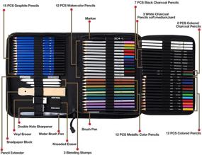 img 3 attached to 🎨 Набор для рисования Prina 76: полный комплект для набросков с учебником, цветными и графитовыми карандашами, скетчбуком и многое другое - идеально подходит для художников, взрослых, подростков и начинающих