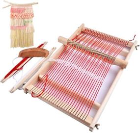 img 4 attached to 🧵 Kissbuty Large Wooden Multi-Craft Weaving Loom Frame for Kids and Beginners, 9.9 x 15.7 x 1.3 Inches – Handcrafting Essential